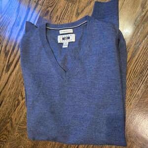 Joseph Abboud Fine Merino Wool Blue Classic V-Neck Sweater size 2XL - EUC